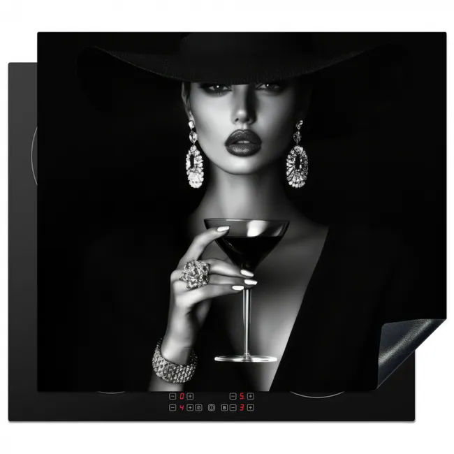 Vrouw - Cocktail - Chic Inductie beschermer vinyl 3mm middel -3d