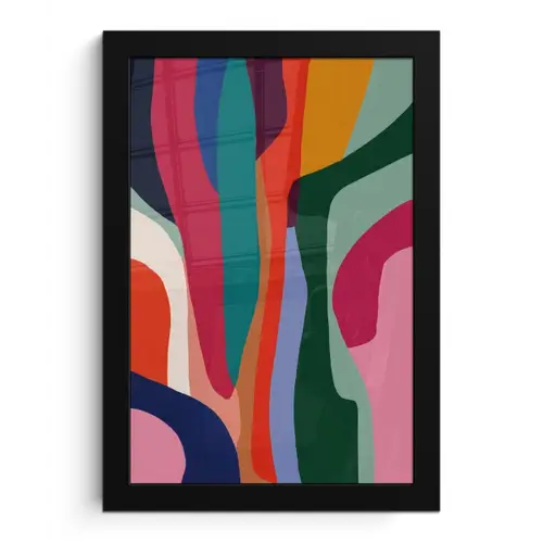Vormen - Bochten - Kleurrijk - Abstract fotolijst zwart zonder passe partout klein -3d