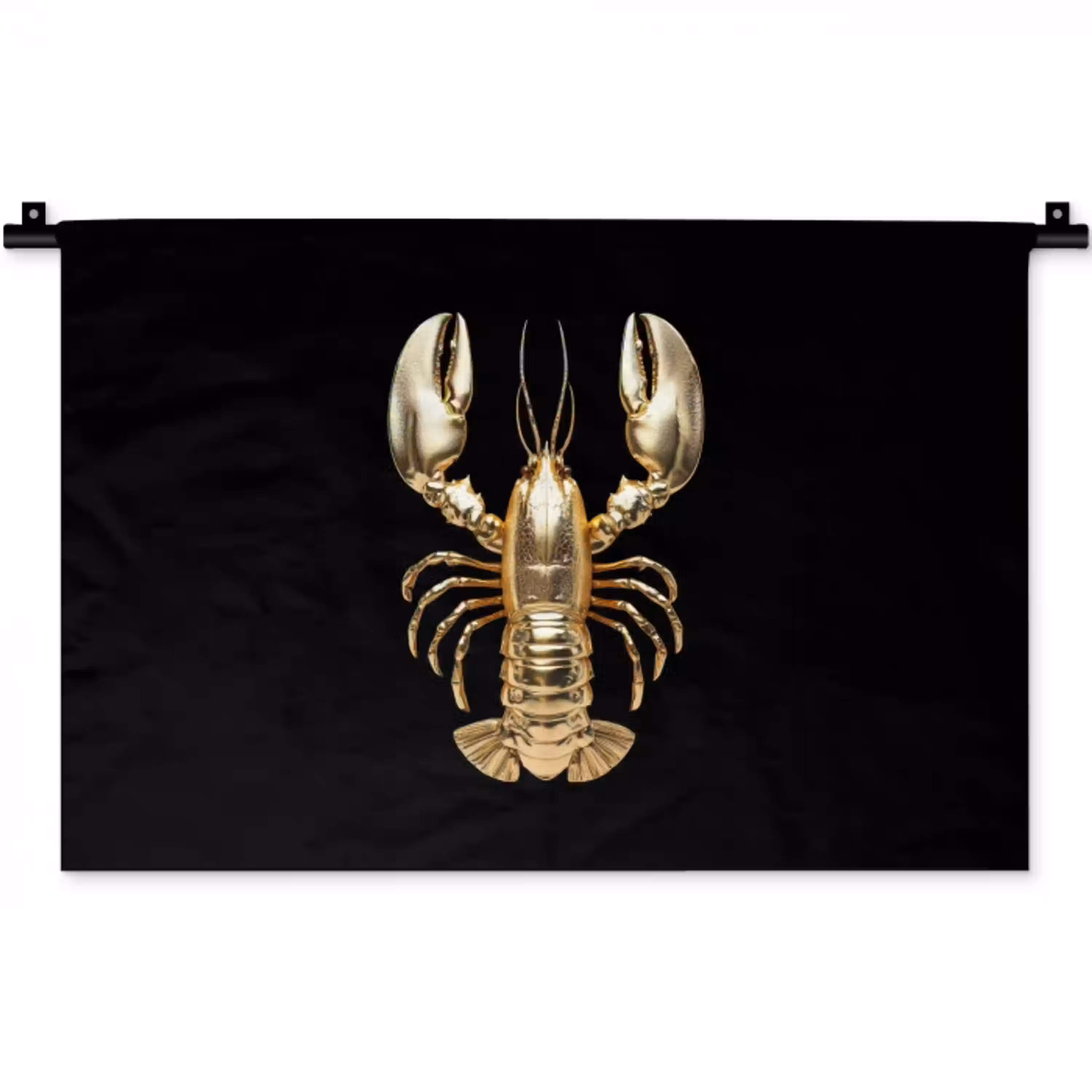 Kreeft - Goud - Textuur - Zwart Wandkleed katoen klein -zz3d