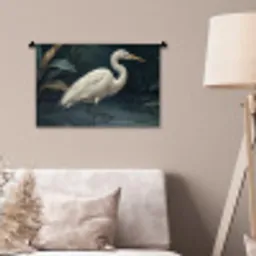 Reiger - Water - Natuur - Modern - Wit Wandkleed katoen klein -sfeer4
