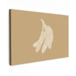 Bananen - Beige - Lijntekening - Minimalistisch Tuinposter op houten frame 2 cm dik klein -3d