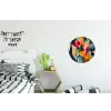 Schilderij - Abstract - Bloemen - Roze Wandcirkel aluminium klein -kinderkamer