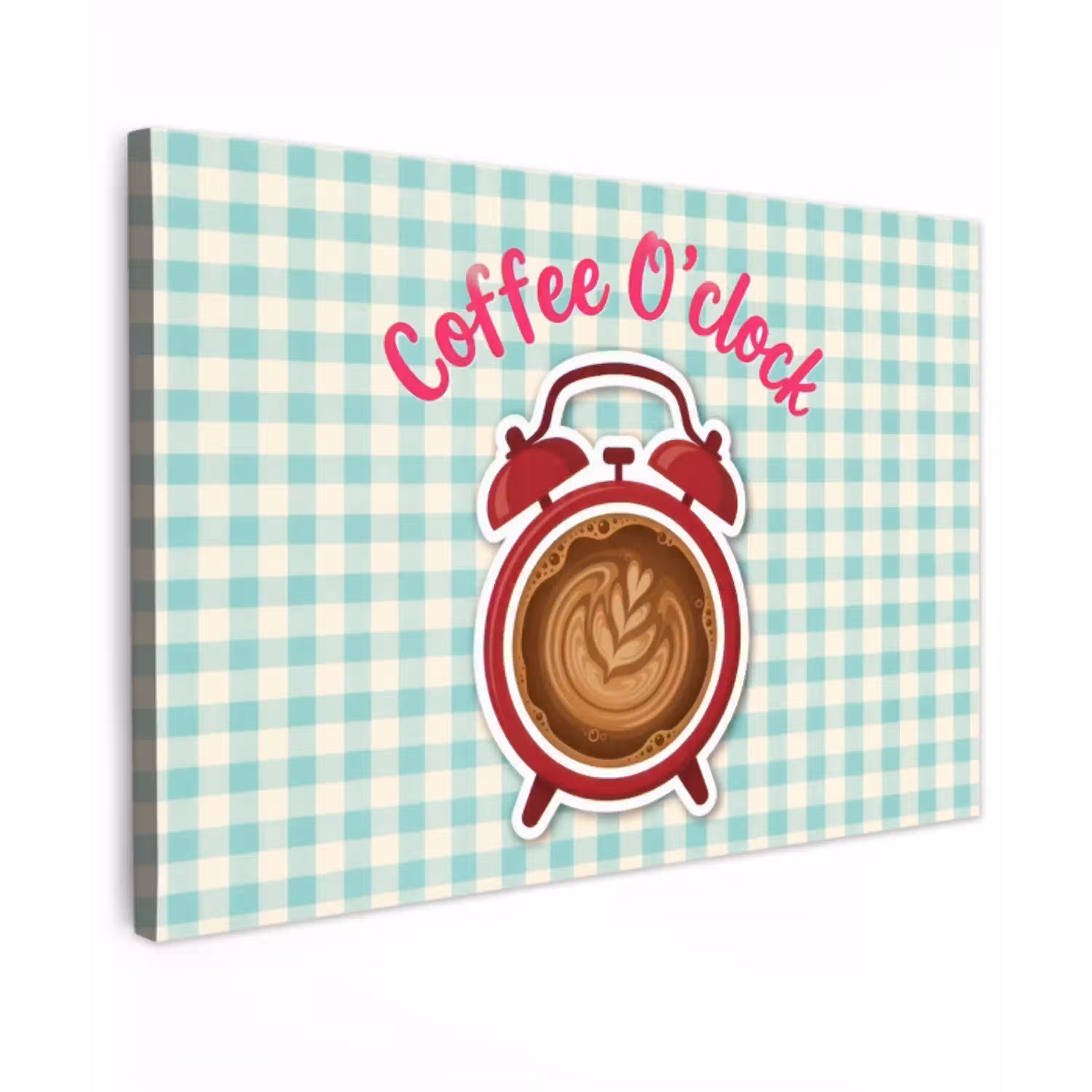 Koffie - Klok - Groen canvas 2cm klein -z3d