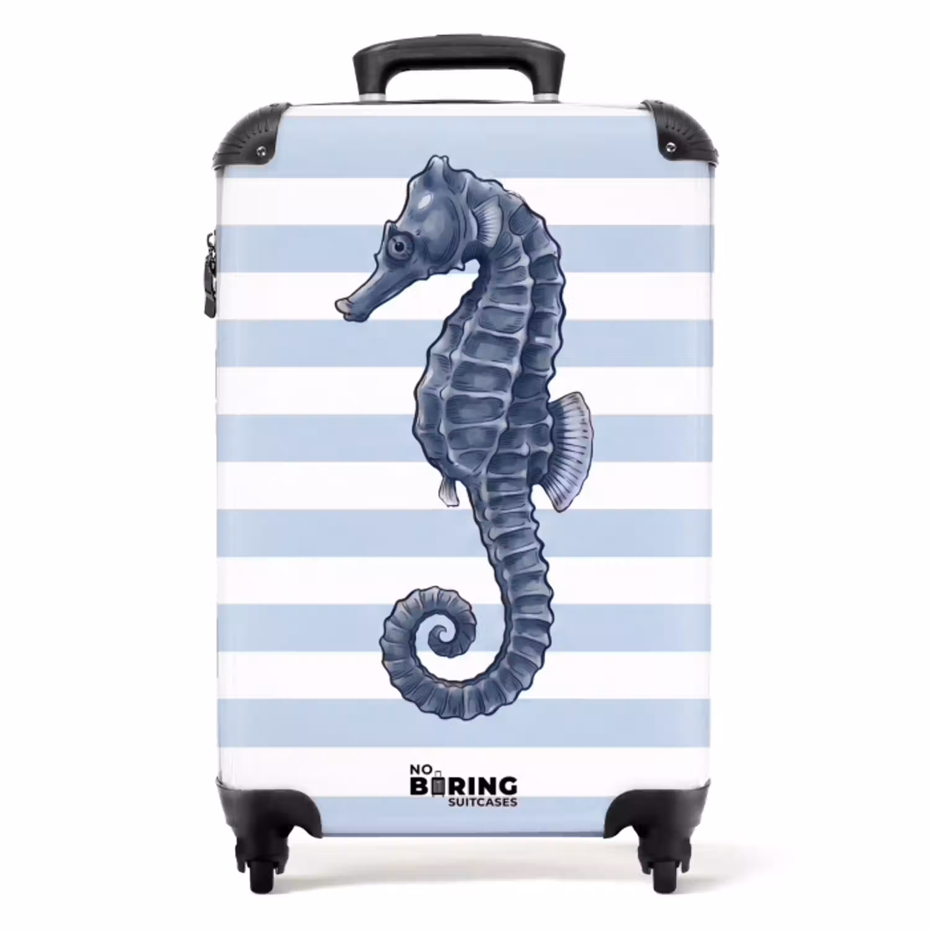 Vis - Oceaan - Illustratie - Blauw - Strepen NBS - Handbagage koffer - Volwassenen Unisex middel -productfoto_recht
