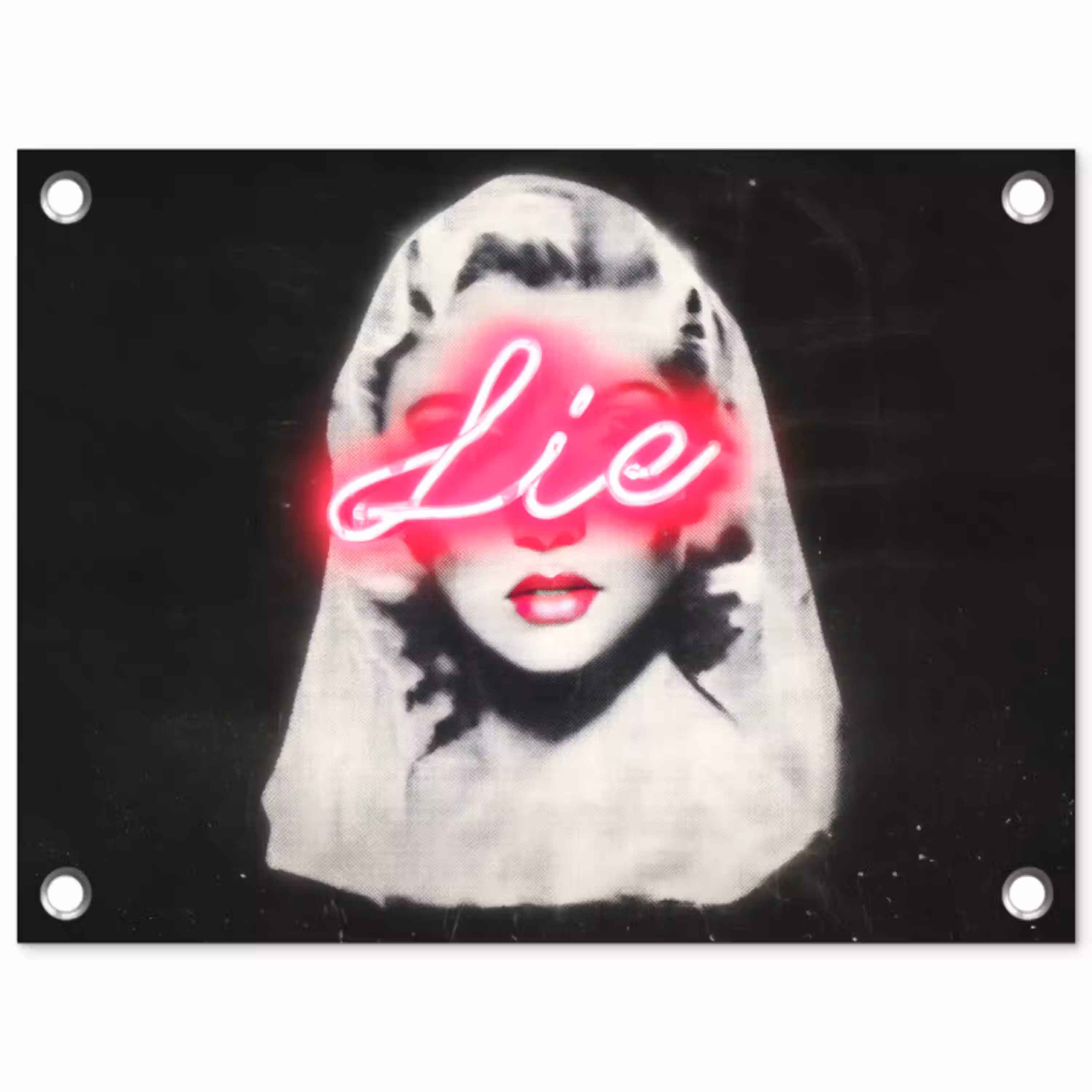 Neon - Letters - Vintage - Vrouw tuinposter los doek klein -3d