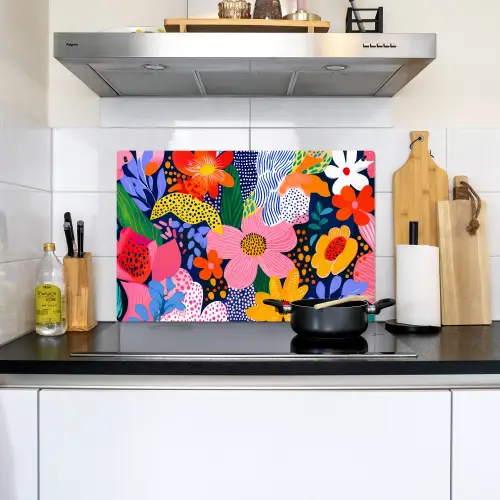 Kleurrijk - Bloemen - Abstract - Stippen Inductie beschemer met haakjes klein -sfeer2