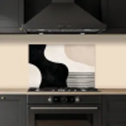 Abstract - Japandi - Beige - Modern keuken achterwand spatscherm klein -sfeer1