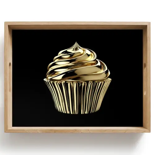 Cupcake - Eten - Goud - Zwart Dienblad Rechthoek middel -z3d_shopping
