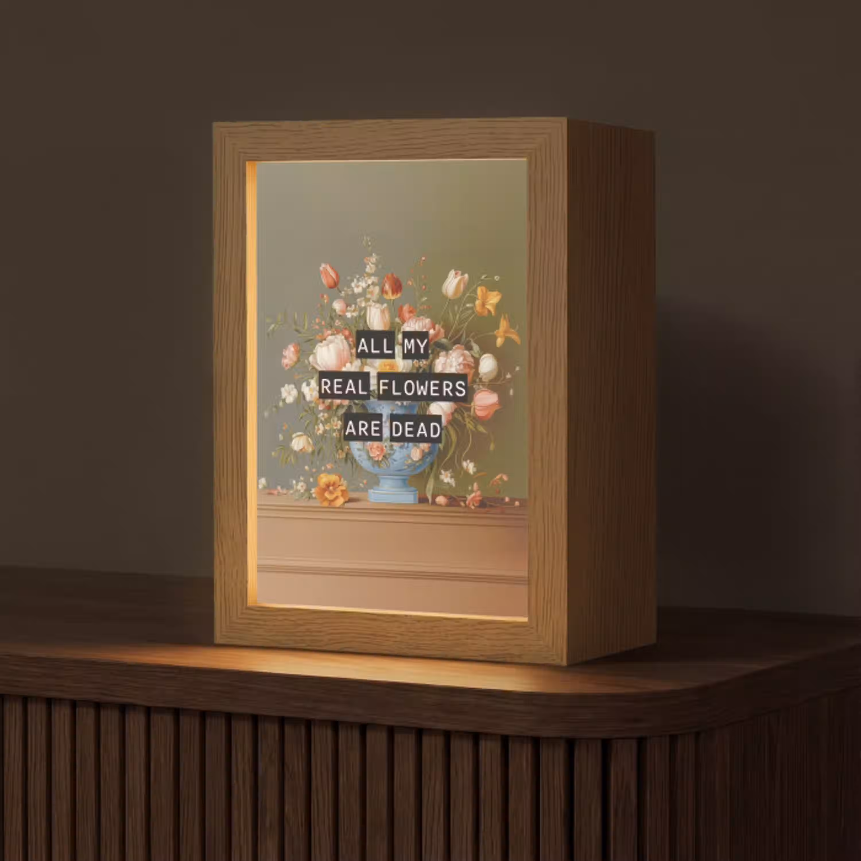 Bloem - Quote - Vintage - Art Light Box met kabel (Tafellamp) klein -z3d_website