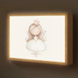 Prinses - Jurk - Kroon - Pastel Light Box met batterij (Wandlamp kind) middel -z3d_website