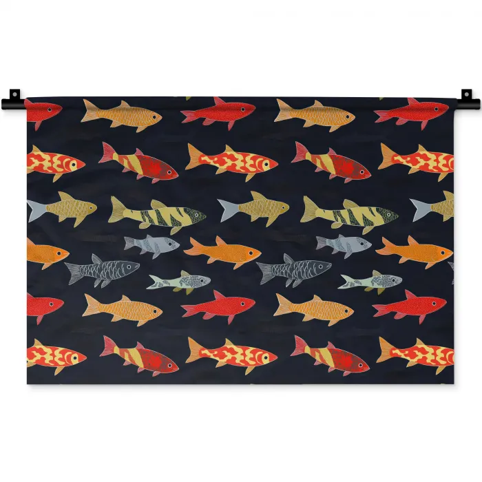 Vissen - Patroon - Kleurrijk Wandkleed katoen klein 269 -zz3d