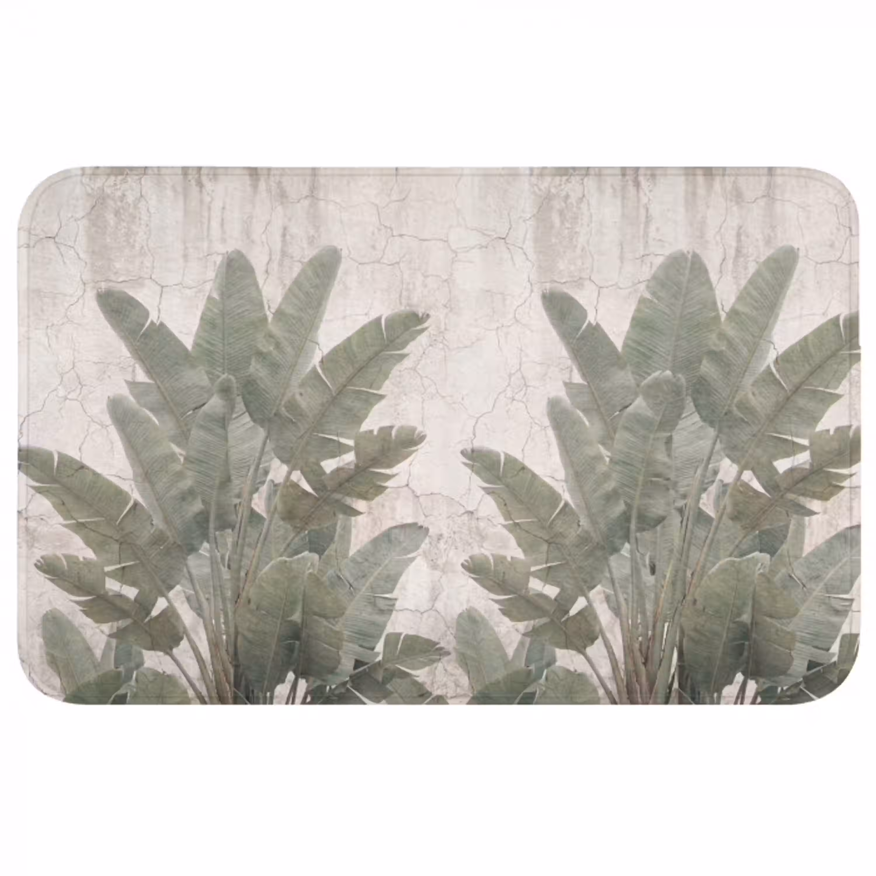 Bananenbladeren - Beton - Groen Badmat middel -3d
