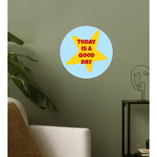 Ster - Today is a good day - Blauw Wandcirkel behangsticker klein -sfeer2