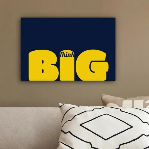 Think big - Blauw - Geel canvas 2cm klein -sfeer3