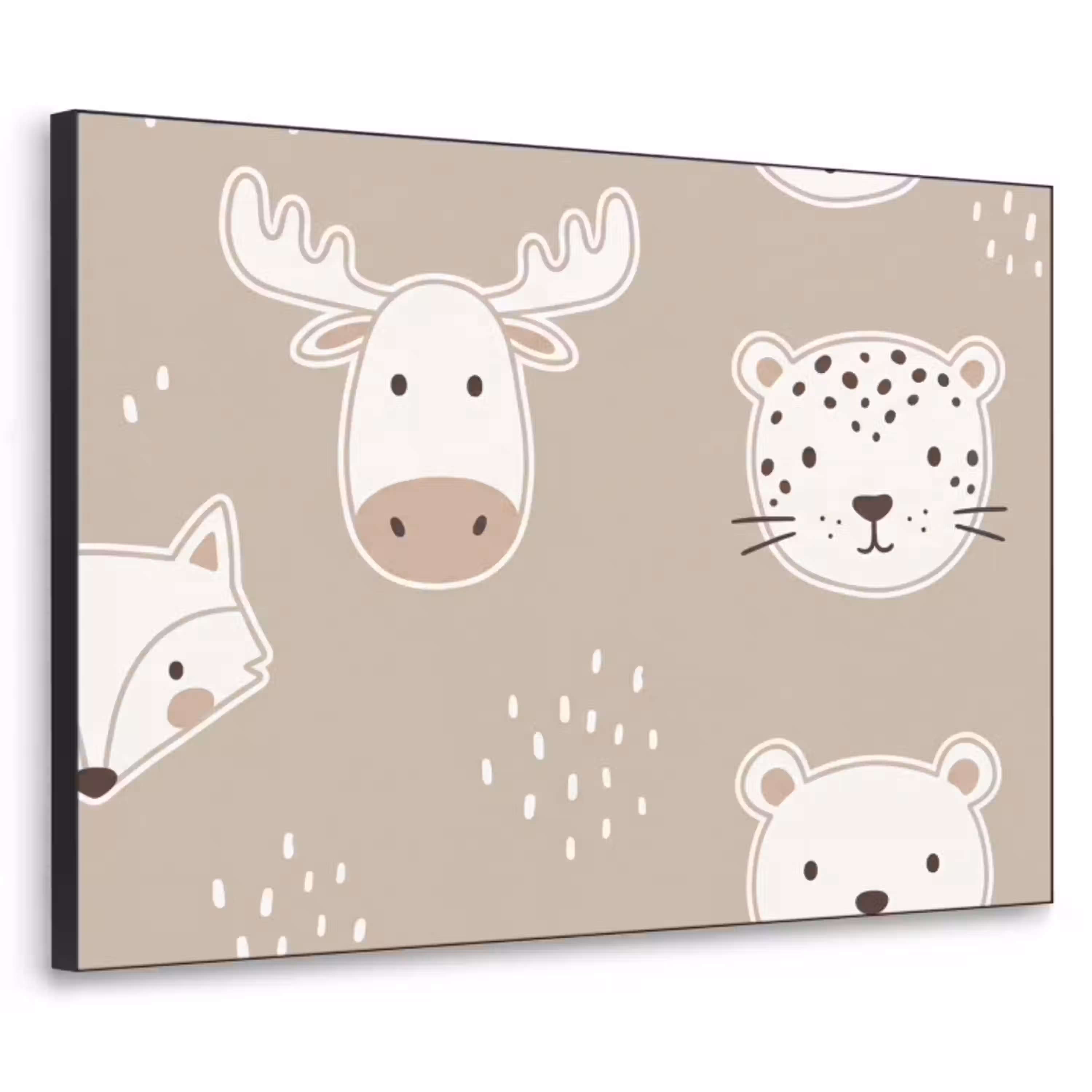 Dieren - Patroon - Illustratie - Modern - Beige Textielframe zwart klein -3d