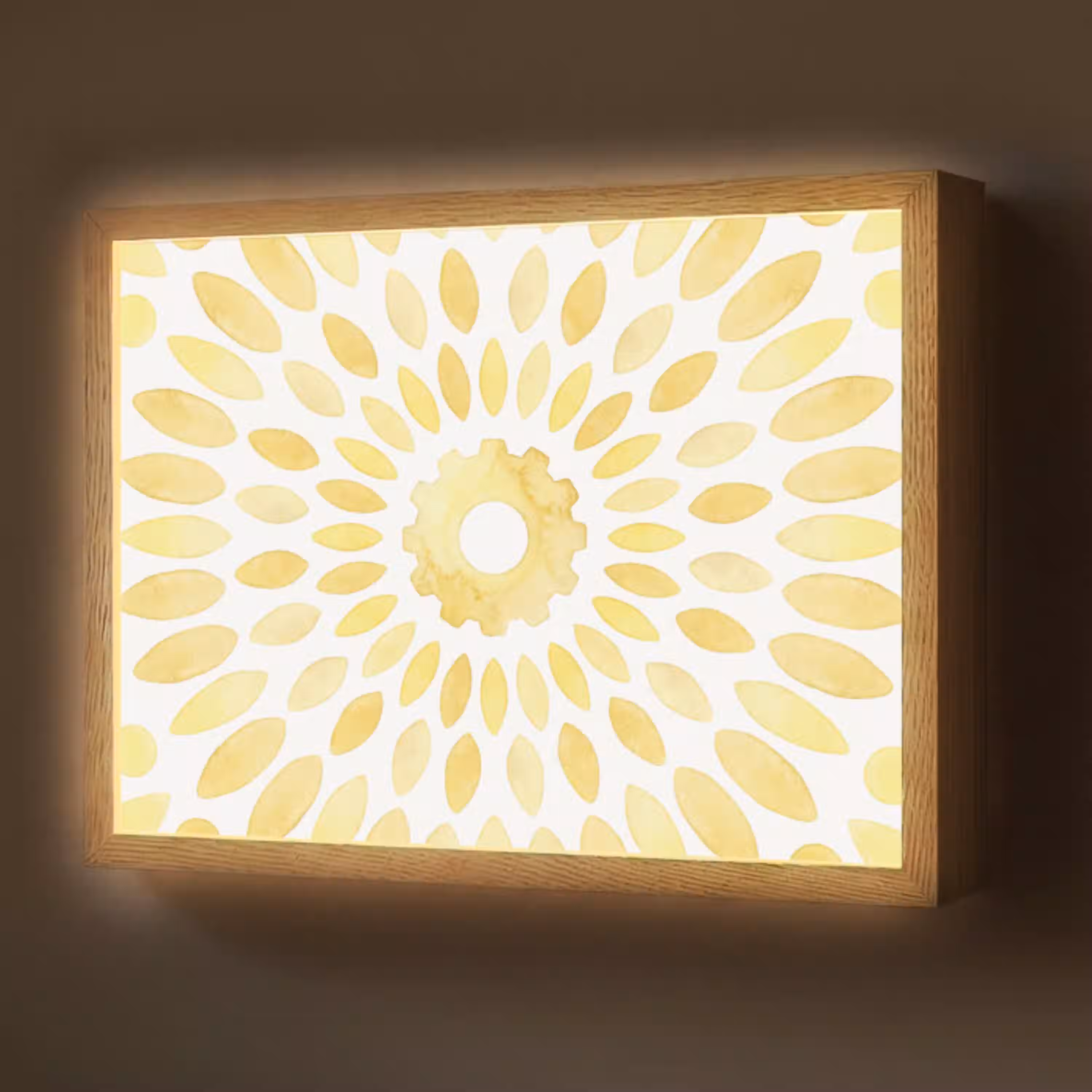 Abstract - Geometrisch - Stralend - Geel Light Box met batterij (Wandlamp) middel -z3d_website