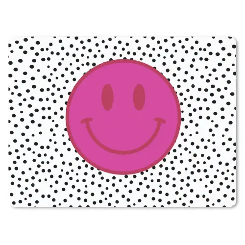 Smiley - Roze - Stippen muismat rubber klein -3d
