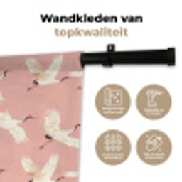 Modern - Kraanvogels - Roze Wandkleed katoen klein 269 -sfeer2