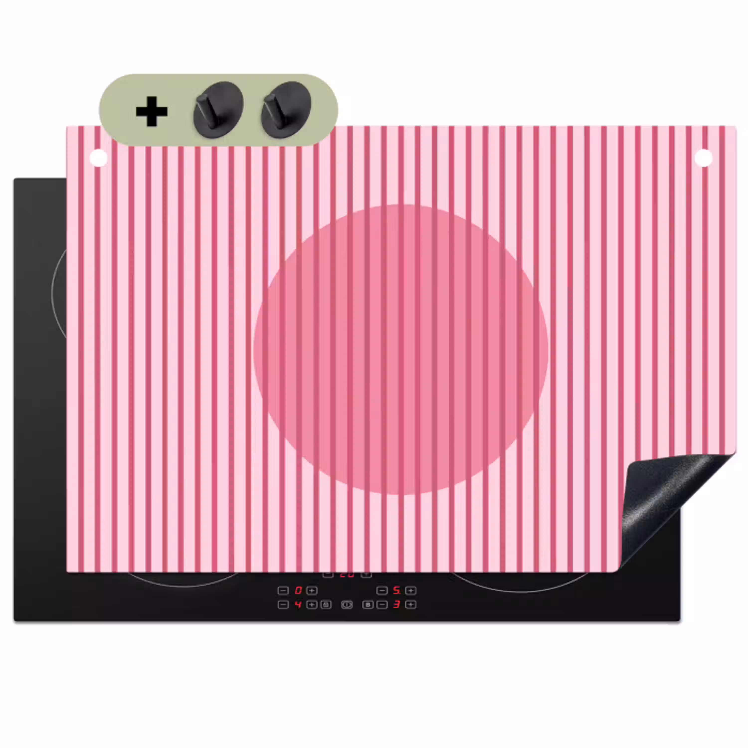 Abstract - Strepen - Ovaal - Roze - Modern Inductie beschemer met haakjes klein -3d