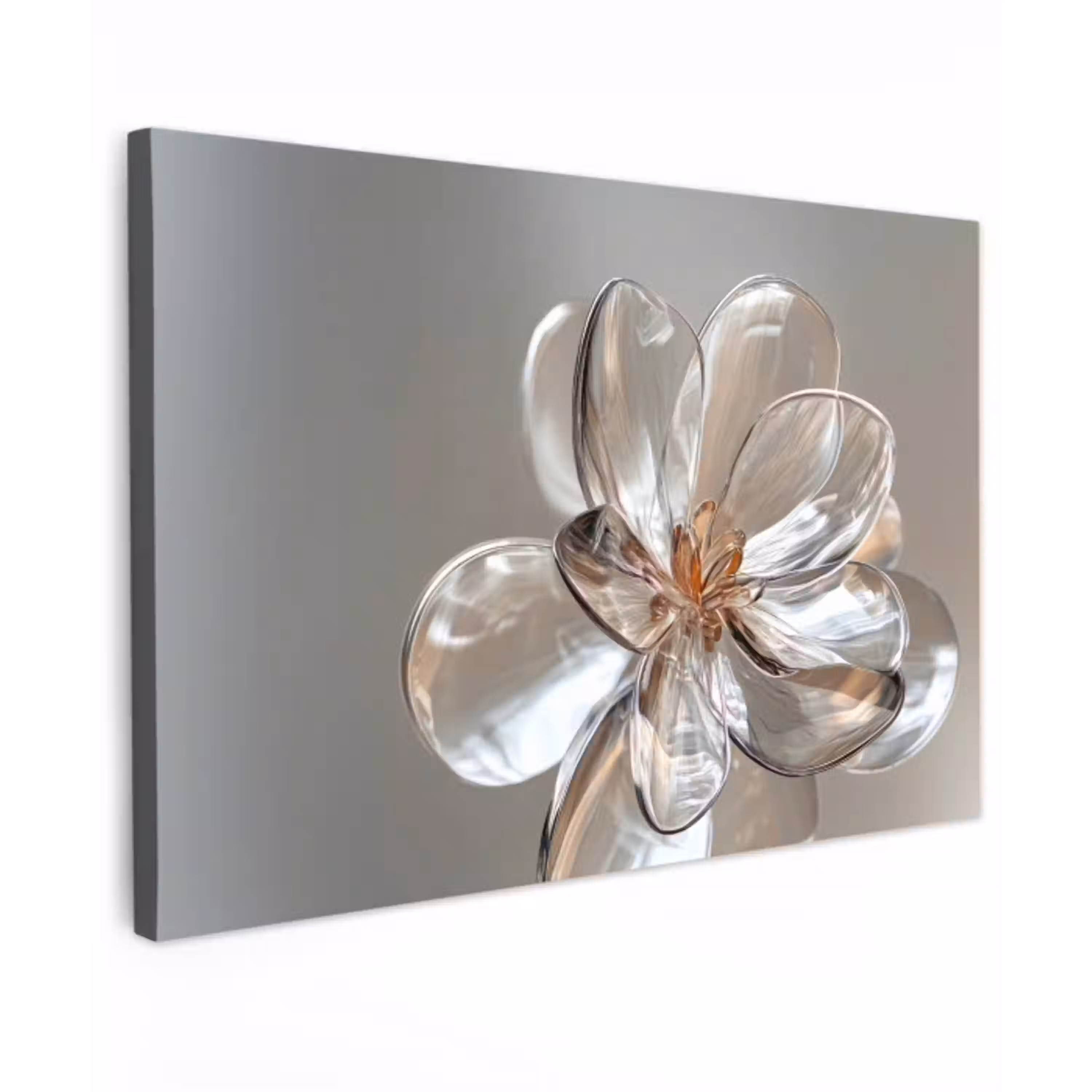 Bloem - Glazen - Doorzichtig Tuinposter op houten frame 2 cm dik klein -3d