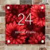 Rode bloemen - Klassiek Naambord Vierkant klein -sfeer2