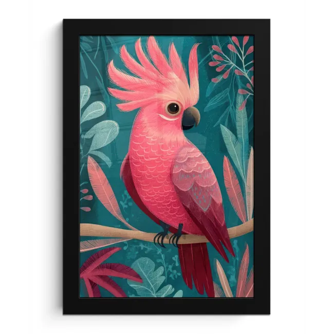 Kaketoe - Tropische bladeren - Tak fotolijst zwart zonder passe partout klein -3d