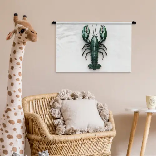 Kreeft - Glossier - Groen - Wit Wandkleed katoen klein -wsfeer5_kind