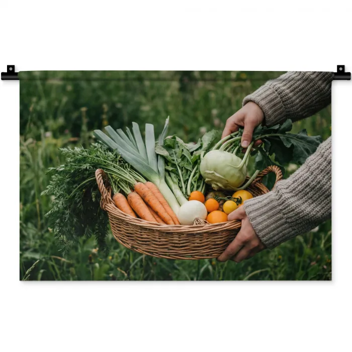Veld - Groenten - Biologisch - Oogst Wandkleed katoen klein -zz3d