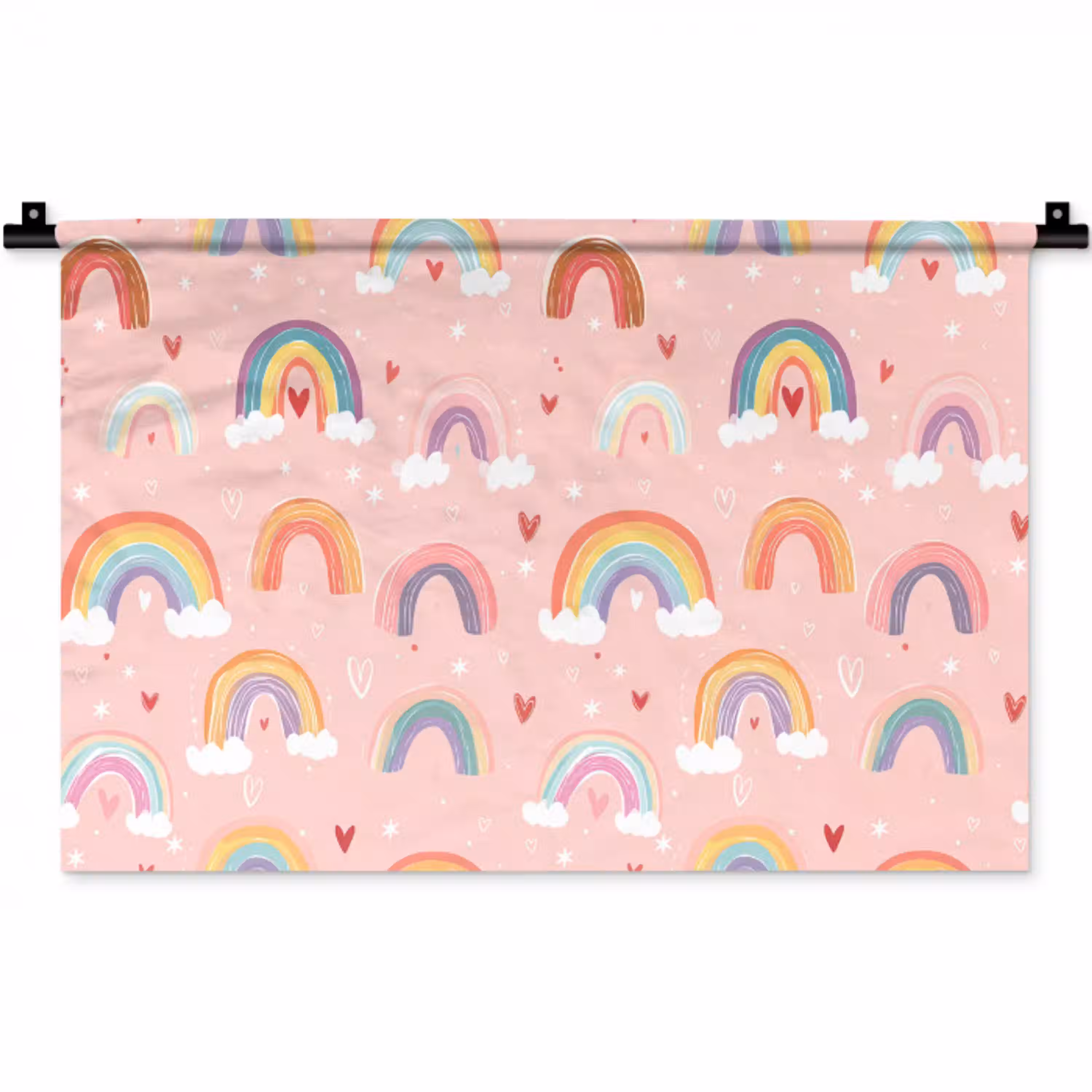 Regenboog - Patroon - Pastel - Handgetekend Wandkleed katoen klein -zz3d
