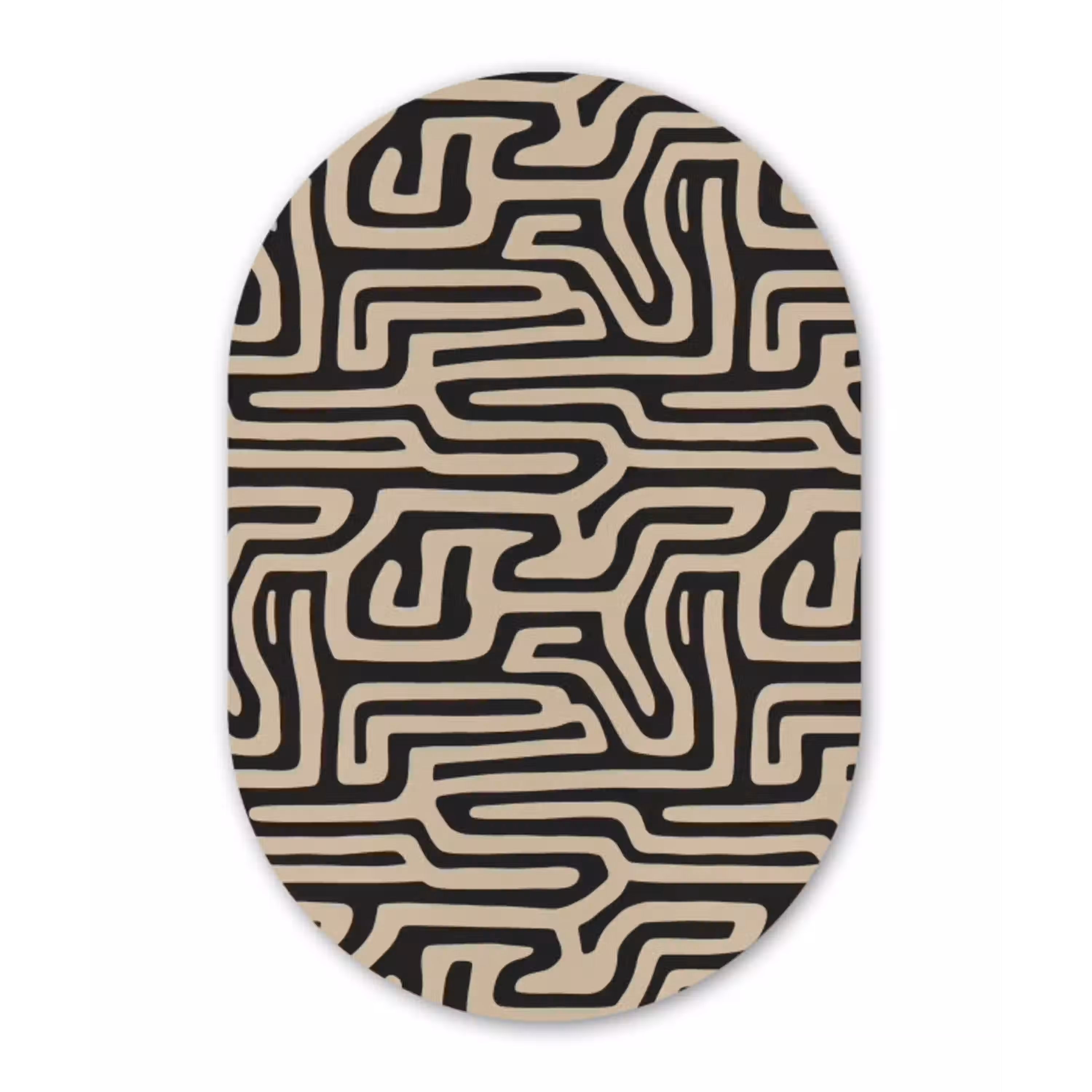 Grafisch - Lijnen - Zwart Wandcirkel Ovaal Aluminium middel 839 -3d