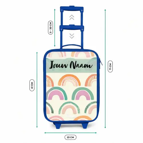 Regenboog - Pastel - Patroon Kinderkoffer - Blauw klein -productfoto_formaten