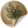 Vaas - Olijftakken - Bladeren - Beige Wandcirkel behangsticker klein -3d