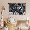 Springen - Paard - Zwart - Wit Wandkleed katoen middel -wsfeer5_kind