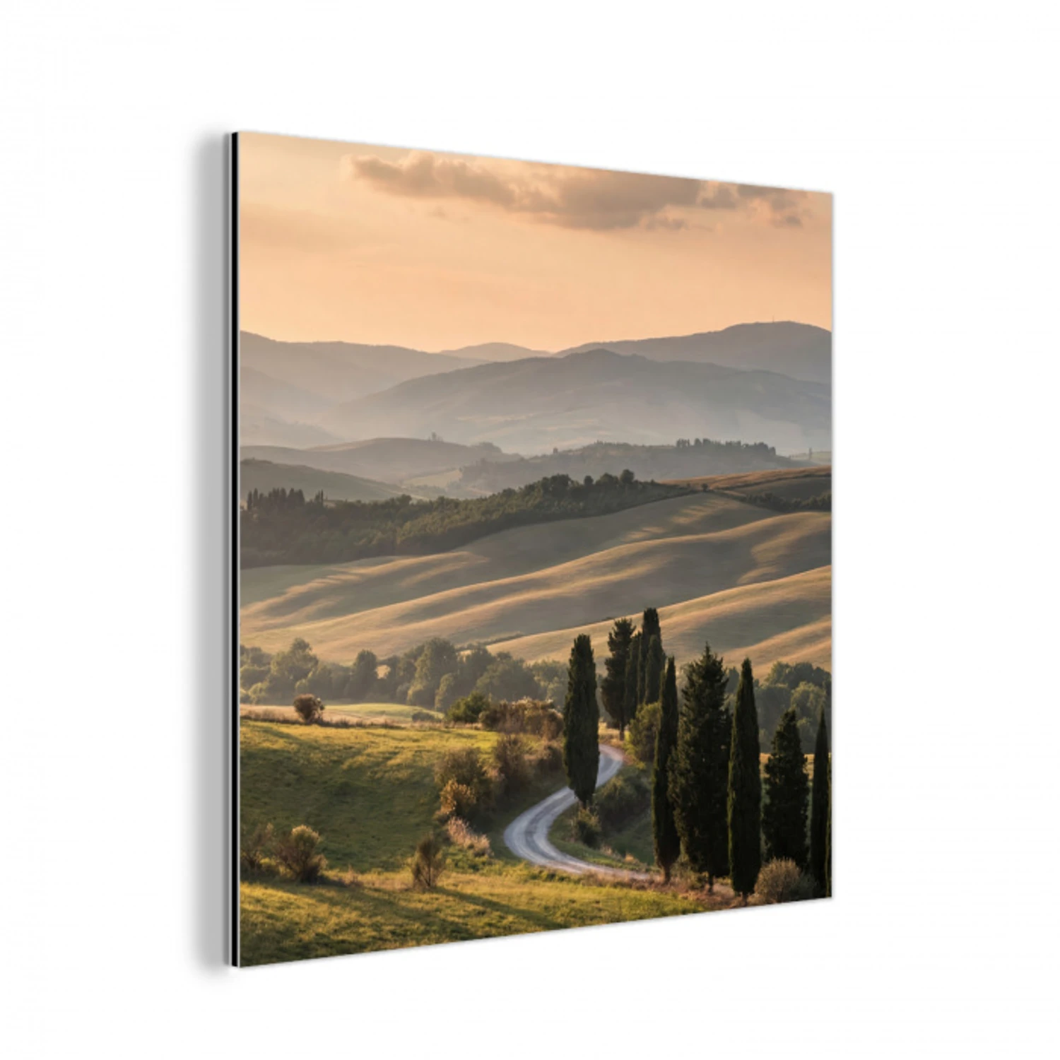 Toscaans - Landschap - Heuvels aluminium wit klein -3d