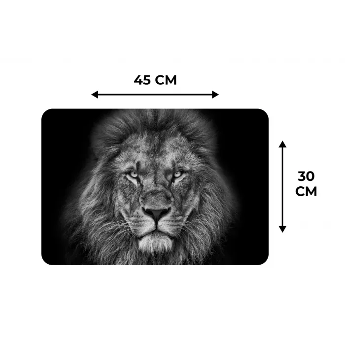 Dieren - Leeuw - Zwart - Wit - Portret Placemat vinyl groot -specs