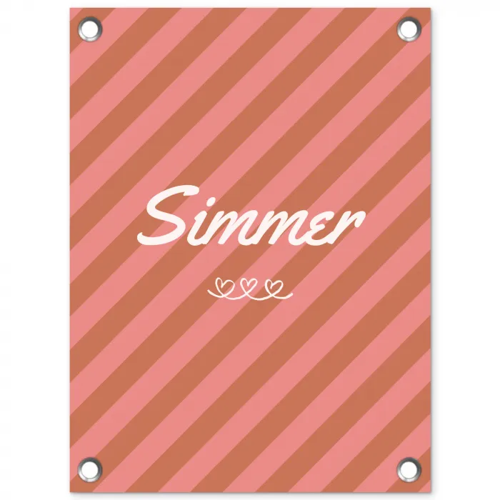 Simmer - Hartjes - Strepen - Roze tuinposter los doek klein -3d