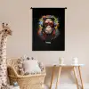 Chimpansee met koptelefoon en graffiti-spray Wandkleed katoen klein -wsfeer5_kind