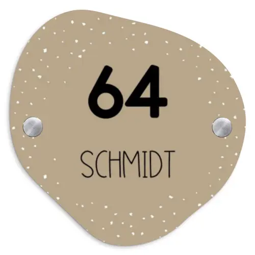 Beige met stippen - Modern Naambord Organisch middel -3d