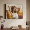 Vrouw - Kunst - Abstract - Modern Textielframe zwart klein -sfeer3