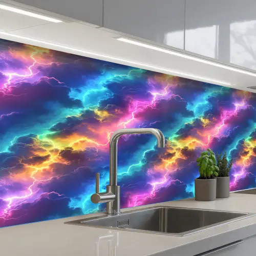 Storm - Bliksem - Regenboog keuken achterwand 2 middel 871 -3d_schuin