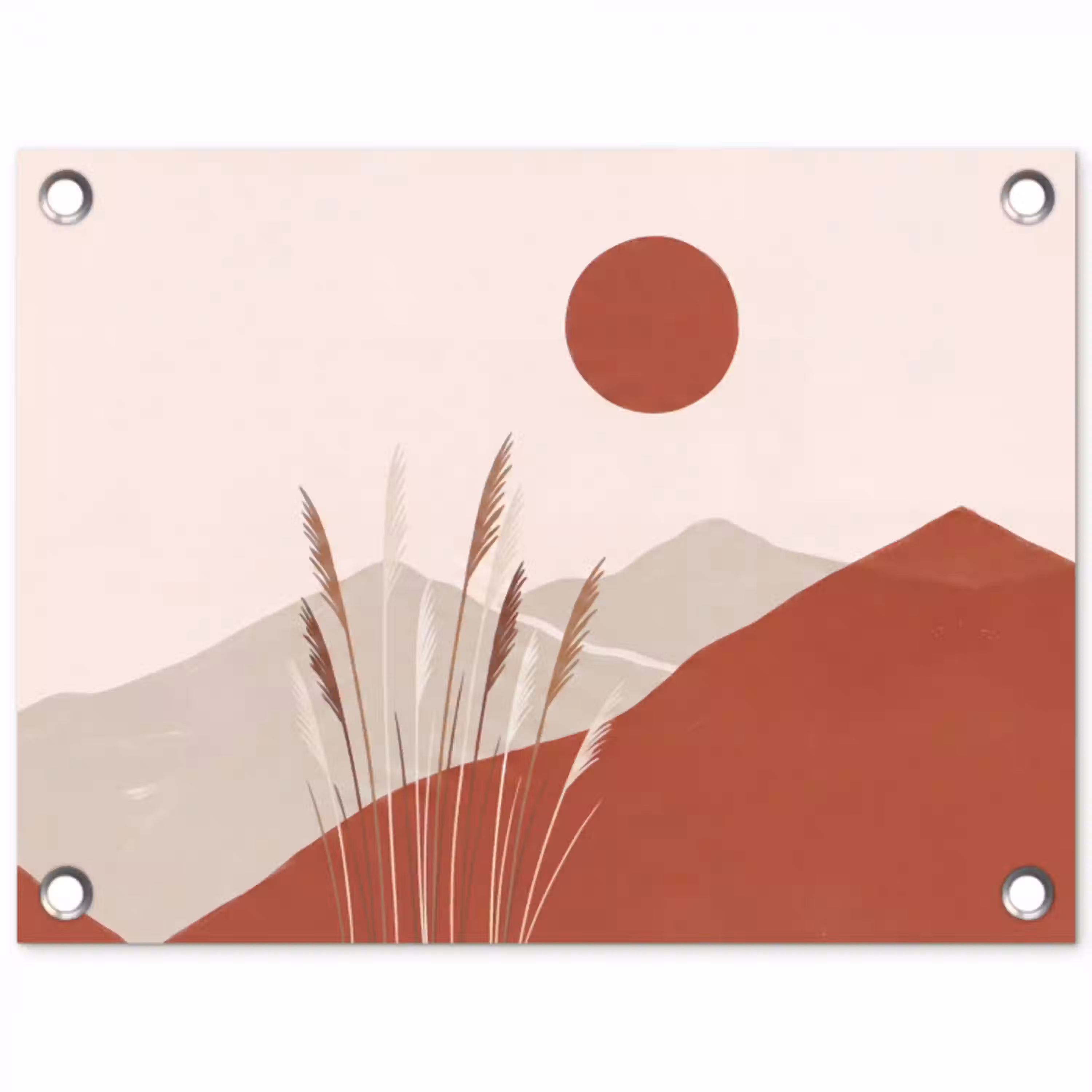 Gras - Landschap - Natuur - Abstract - Beige tuinposter los doek klein -3d