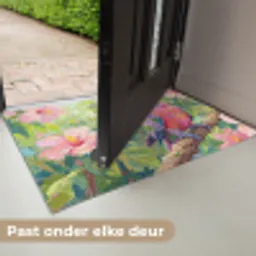 Papagaai - Hibiscusbloemen - Kleurrijk Deurmat klein -USP_NL