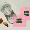 Yes fun - Groen - Roze - Stippen onderzetter kurk middel -sfeer4