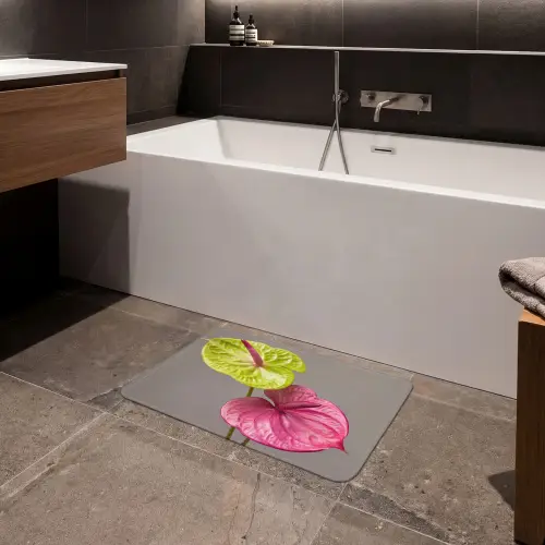Planten - Anthurium - Groen - Roze Badmat klein -sfeer3