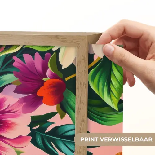 Bloemen - Kleurrijk - Roze Light Box met batterij (Wandlamp) middel -USP_websiteprintNL