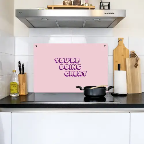 You're doing great - Roze - Bubble letters Inductie beschemer met haakjes klein -sfeer2
