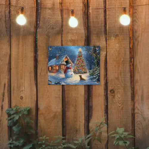 Kerstwonder - Winteravond - Kleurrijk tuinposter los doek klein -sfeer1