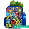 Monsters met Felle Kleuren Kinderrugzak - Blauw middel -inhoud_NL