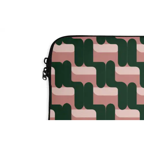 Vlechtpatroon - Groen - Roze - Geometrisch laptophoes neopreen klein 279 -detail
