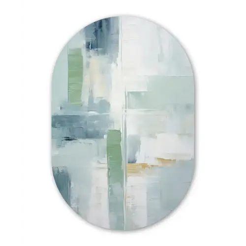 Verf - Moderne kunst - Abstract - Grijs Wandcirkel Ovaal Forex klein -3d
